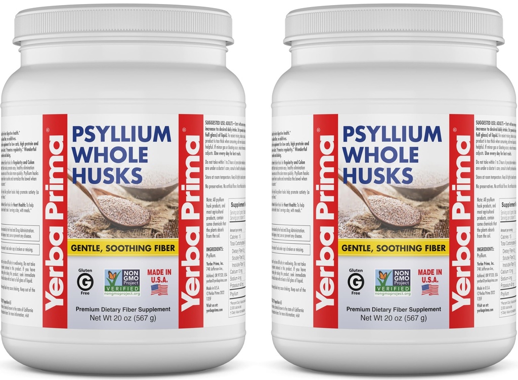 Yerba Prima Cel Psyllium Husk Fiber Dodatek 20 oz (Pack of 2) - Vegan, Gluten prost, ne-GMO