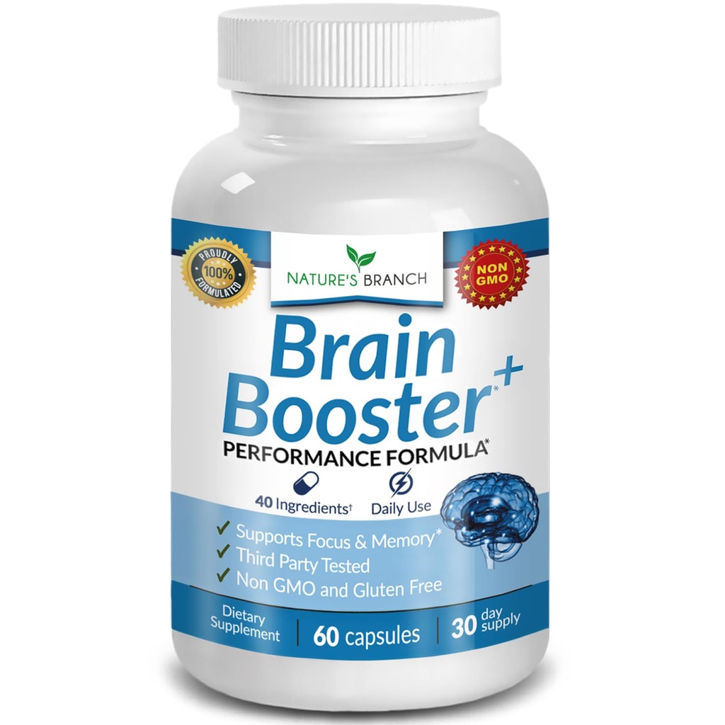 40-v-1 Brain Booster Supplement for Focus, Memory, Clarity, Energy 