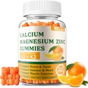 Kalcijev magnezijev cink Gumiji z vitaminom D3 & K2 - brez sladkorja kalcijevi gumiji za ženske in moške - podpora kosti in imunskega sistema - brez glutena, brez glutena, oranžne arome - 60 gumijev
