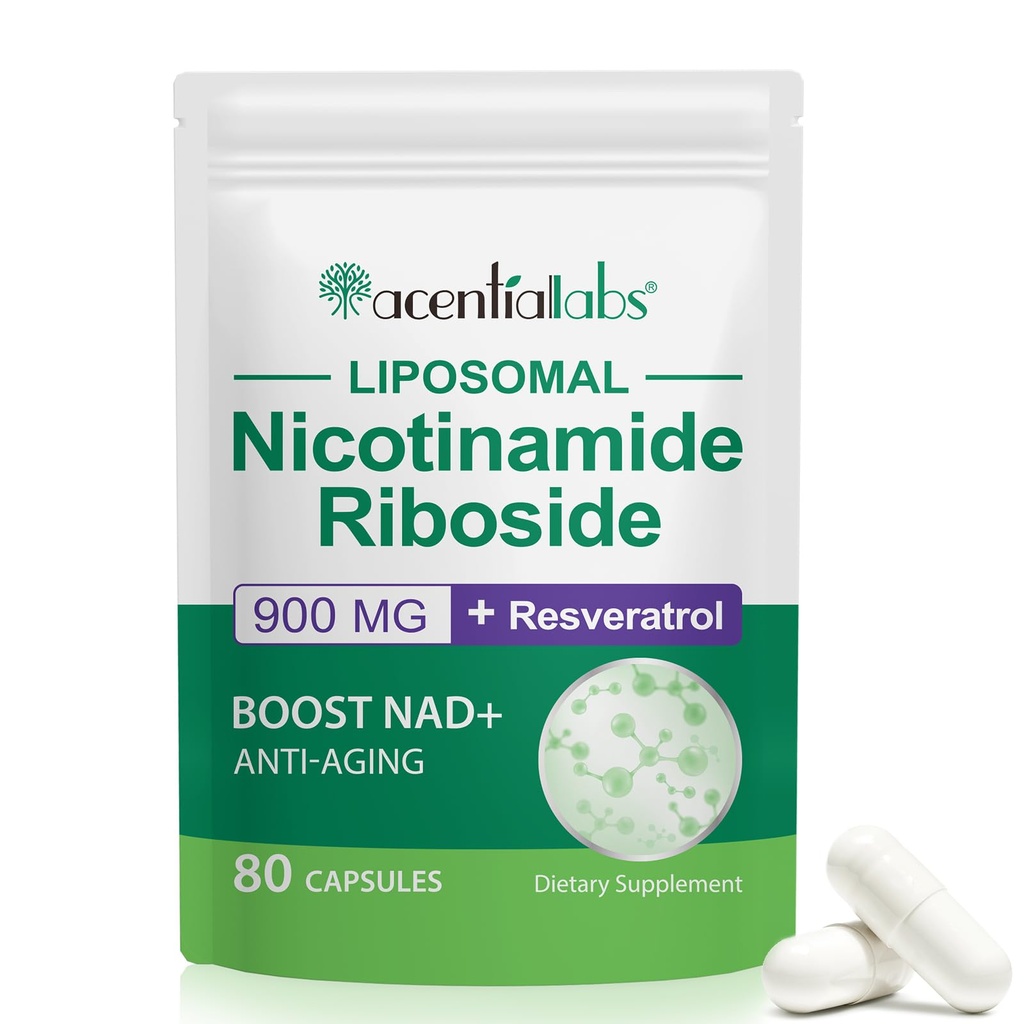 NAD Nikotinamid Riboside Resveratrol 900mg, NAD dodatna podpora celično zdravje, anti-agiranje, energija, fokus - 80 kapsul