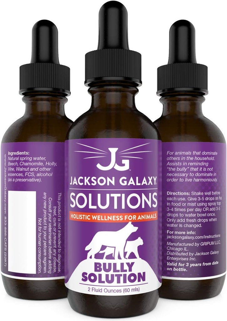 Jackson Galaxy: Bully Solution (2 oz.) - Pet Solution - Promocija sproščanja in umirjenosti - Lahko podprete ustrahovanje in dominacijo - Vsenaravni Formula - Reiki Energija