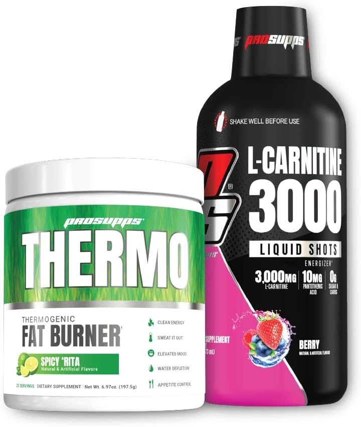 PROSUPPS Termogenski termogenski termogenski puder, začinjena Rita in 3000 L-karnitina Berry - Upravljanje s težo in pred vadbo - Energija, Mood, Apetitni nadzor -