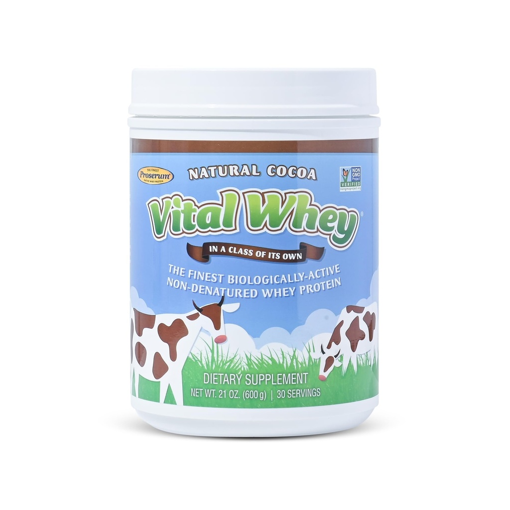 Grass-Fed Whey Protein Powder for Immune Vitality, Natural Cocoa 600g (30 Servings), 15g Protein per Serve, Vital Whey, Clean Holistics, Wellness Nutrition