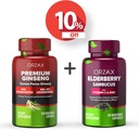 ORZAX ginseng, 30% ginsenozidi, Premium 120 Zelenjavne Kapsule in Bezgove jagode, 2000mg 60 Zelenjavne Kapsule, Bundle