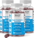 Amire dr. Awan Super Cranberry Gummies, pomaga pri podpiranju zdravja sečil, pomaga povečati imunske funkcije, želatina brez brusnic žvečil za moške in ženske, 180ct, 90-dnevno oskrbo