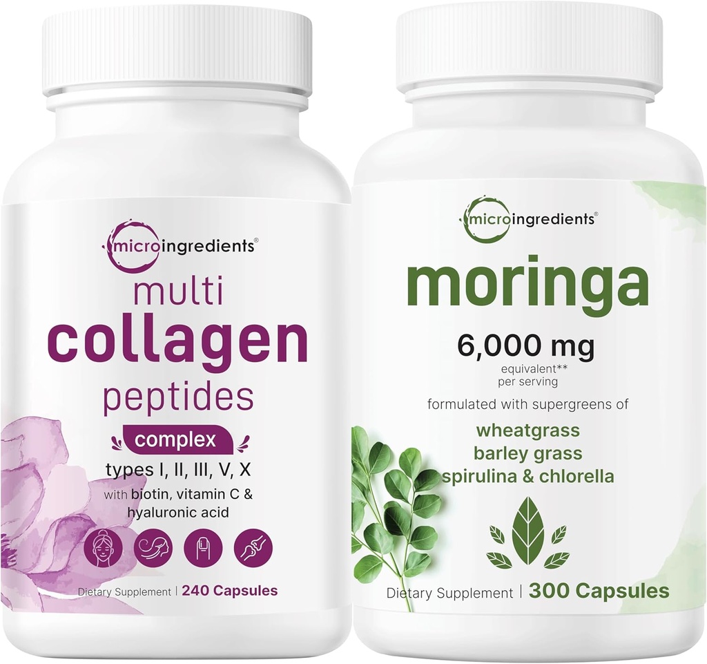 Mikro sestavine Multi colagen kompleks 240 Kapsule & Moringa Oleifera 6.000mg Enakovrednih 300 kapsul Paket 2 