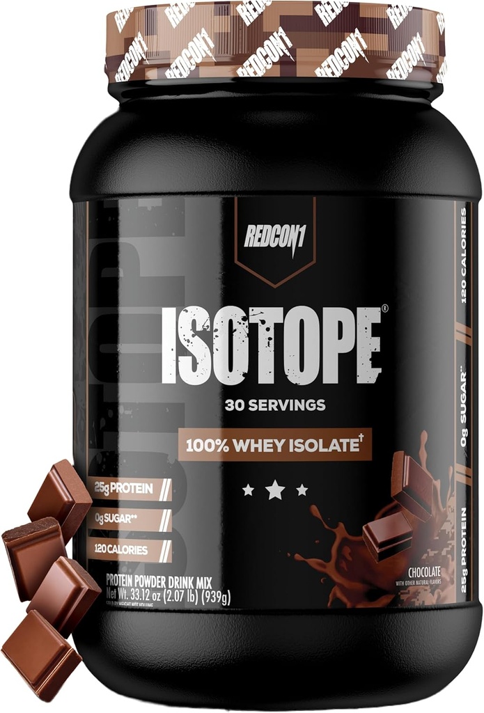 REDCON1 Izotop 100% sirotkin izolat, čokolada - Keto Prijazni sirotkini proteini v prahu - Nizka vsebnost ogljikovih hidratov + nič dodanega izolata sirotkinih beljakovin - Keto Beljakovin v prahu (30 obrokov)