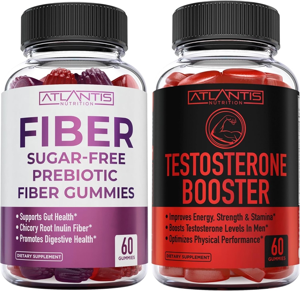 Atlantis Nutrition Prebiotic Fiber Gumies za odrasle 60 Gumies + Testosteron Booster 2-Pack (120 Gummies)