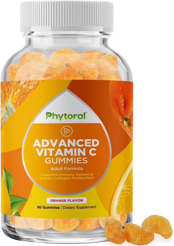 Fitoralni naravni vitamin C Gumiji za odrasle - visoka jakost Vitamin C Imunska podpora Gumiji - žvečljiva kislina Imunski spodbujevalec za odrasle z močnimi možganskimi vitamini