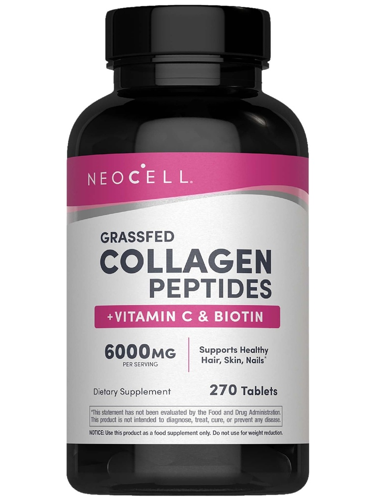 NeoCell Super Collagen z vitaminom C in Biotin, kožo, lase in nohte dodatek, Vključuje antioksidanti, tableta, 270 Število, 1 steklenica