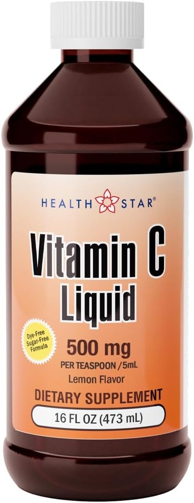 Gericare Vitamin C Tekoči 500 mg - Imunska podpora in splošno zdravje - Oranžna aroma - 16 Fl Oz (paket po 1)