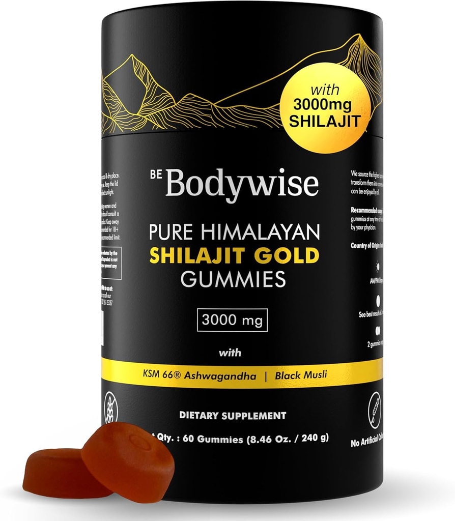 Bodi bodywise Pure Himalaaan Shilajit Gumies Gold I Lab Tested I No Add Sugar I Ashwagandha, Gokshura