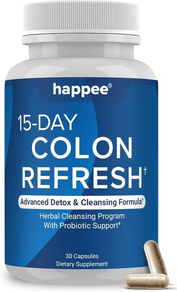 Happee Colon Cleanser & Detox za hujšanje podpora - 15 dan Colon Cleanse tablete & Gut podpora Probiotiki Moški Ženske - hitro naravne Laksative Zaprtje