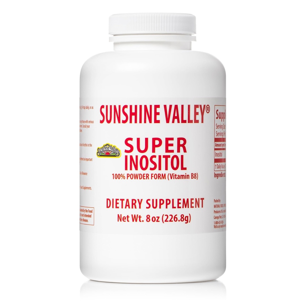 Sunshine Valley® Super Inositol, Vitamin B8 v prahu prehransko dopolnilo, Naravni PCOS plodnost dopolnilo, Hormonal Balance & zdravo Ovarian funkcijo podpora - 8oz