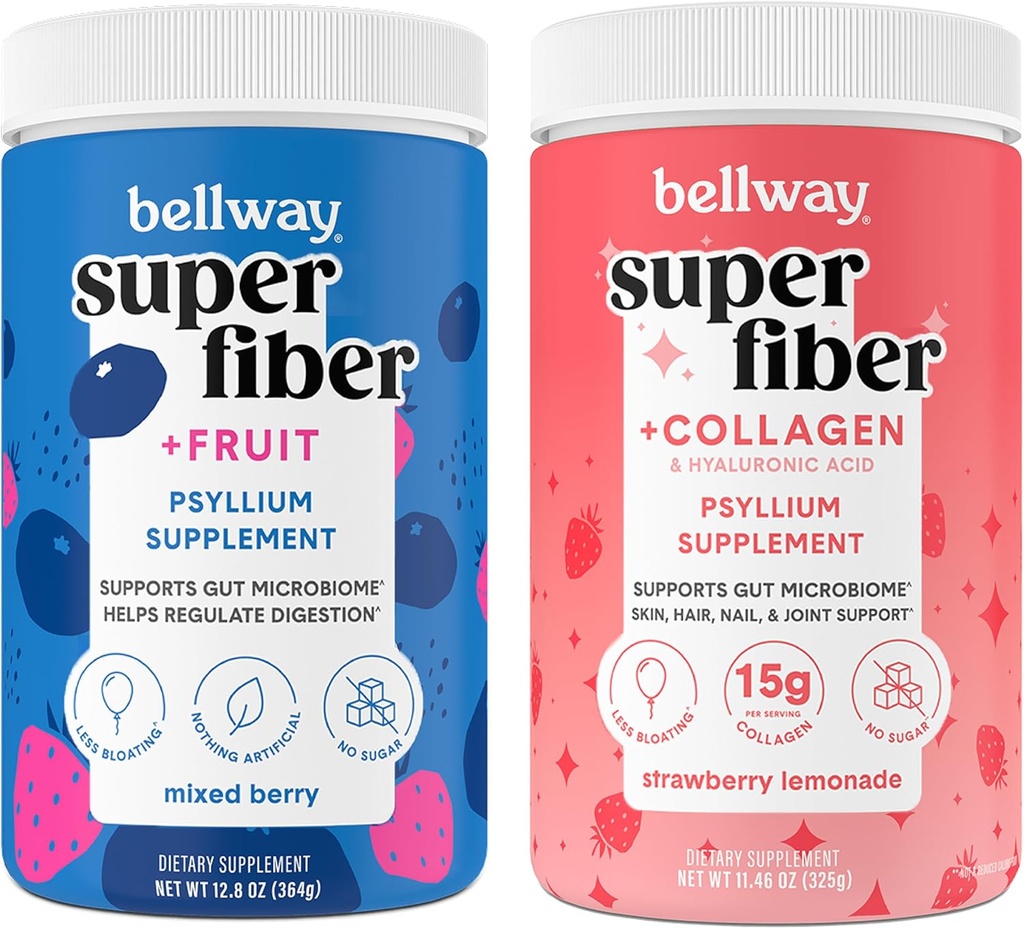 Bellway Super Fiber Powder + Sadje, Mešano Berry Super Fiber Powder + Kolagen, Jagodna limonada