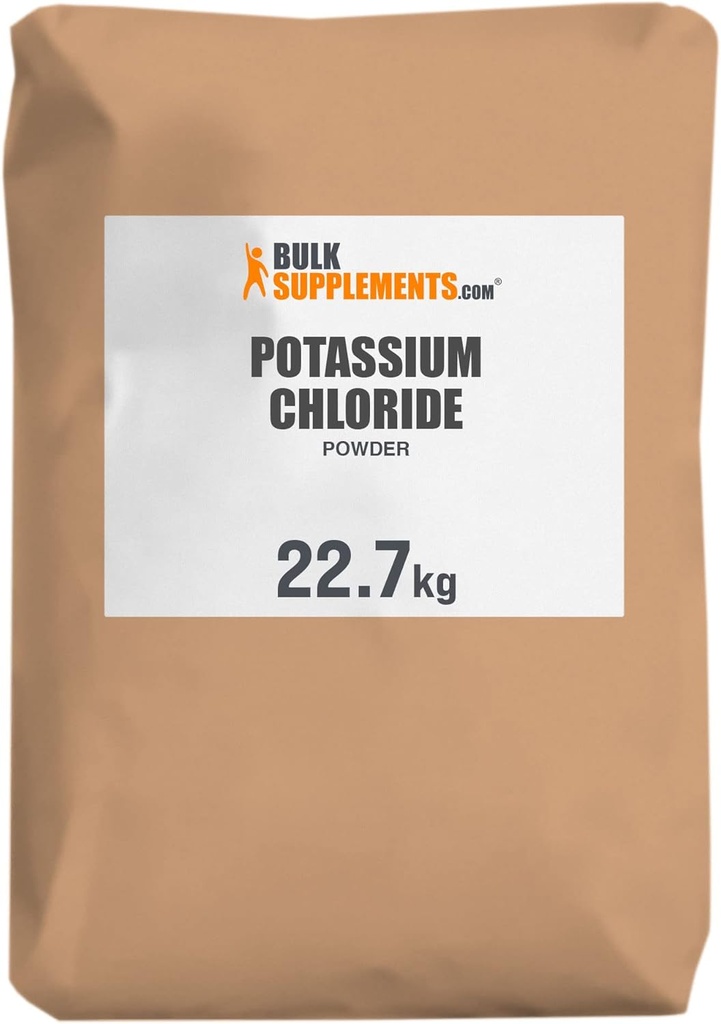 BulkSupplements.com Prašek kalijevega klorida - nadomestek soli kalijevega klorida - brez glutena, 200 mg na serviranje, 22.7g (50 lbs) (paket po 1)