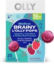 OLLY Mellow Buddies L’OLLY Pops, L-Theanine, Choline, Omega-3 ALA, Otroci 4+ Prehranska dopolnila lizike, Podpira mirno Mood & Zdrave možganske funkcije,* Vegan, Malina Okusna, 25 Count