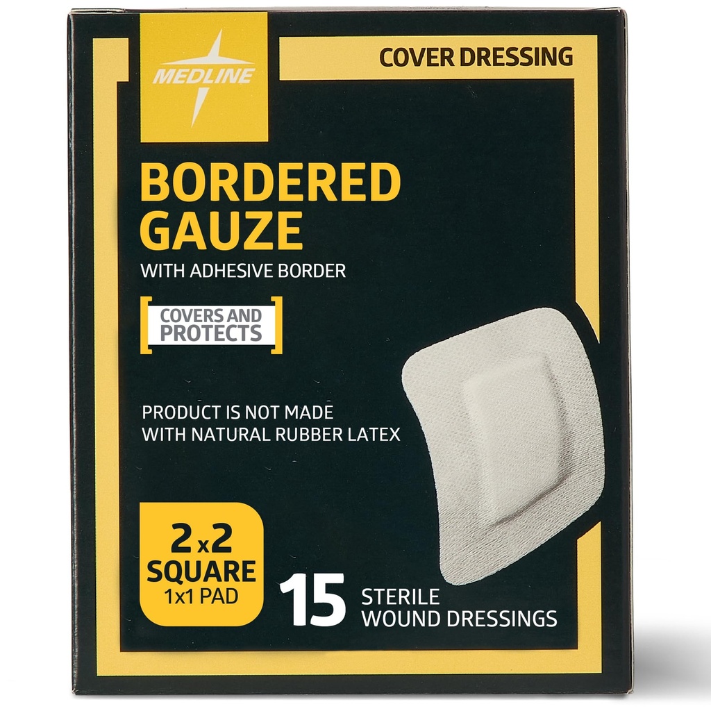 Medline meja Gaza, 2" x 2" Lep otok Rana oblačenje, Sterile, 15 grof