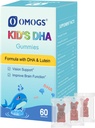 OMOGS Otroški DHA borovnice okusne Gumies, z Lutein, Omega-3 & vitamin C Algae DHA, za zdravje oči, zdravje možganov in zdravo imuniteto, Gluten Free, Vegan, 60 Gummies.