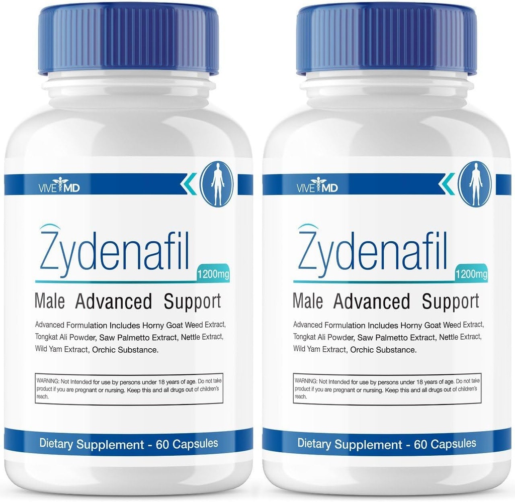 Vive MD Zydenafil tablete za moške Napredna Formula - Zydenafil moške tablete - Zydenafil 1200mg za največjo moč s Tongkat Ali, Saw Palmetto, Horny Kozel plevel Pregledi (2 paket)