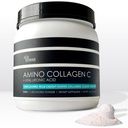 Amino collagen C s hialuronsko kislino (60 servingov   16oz   456g) - ne-GMO marinski kolagen peptidi - hidroliziran prašek - nearomatiziran - brez sladkorja - za čvrsto kožo, hidracijo, zdrave sklepe in drob.
