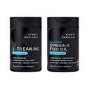 Športne raziskave Dvojna moč L-Theanine Suntheanine za fokus, Relaksacija in opozorilo ne-zaščitna podpora + Coconut Oil 60 Count & Trojno moč Omega 3 ribje olje 1250mg Burpless Omega3 EPA & DHA