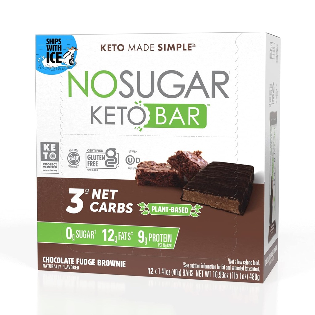 Ni sladkor Keto Bar Prigrizek, Kuhinja Brownie, 12 x 1,41oz Bari - Nizka Carb No Sugar Keto Prigrizek Hrana s Keto Prijazno makros, 3g Net Carb, 9g Rastlinske beljakovine, 13g Zdrava maščoba, Sugar Free (0g)