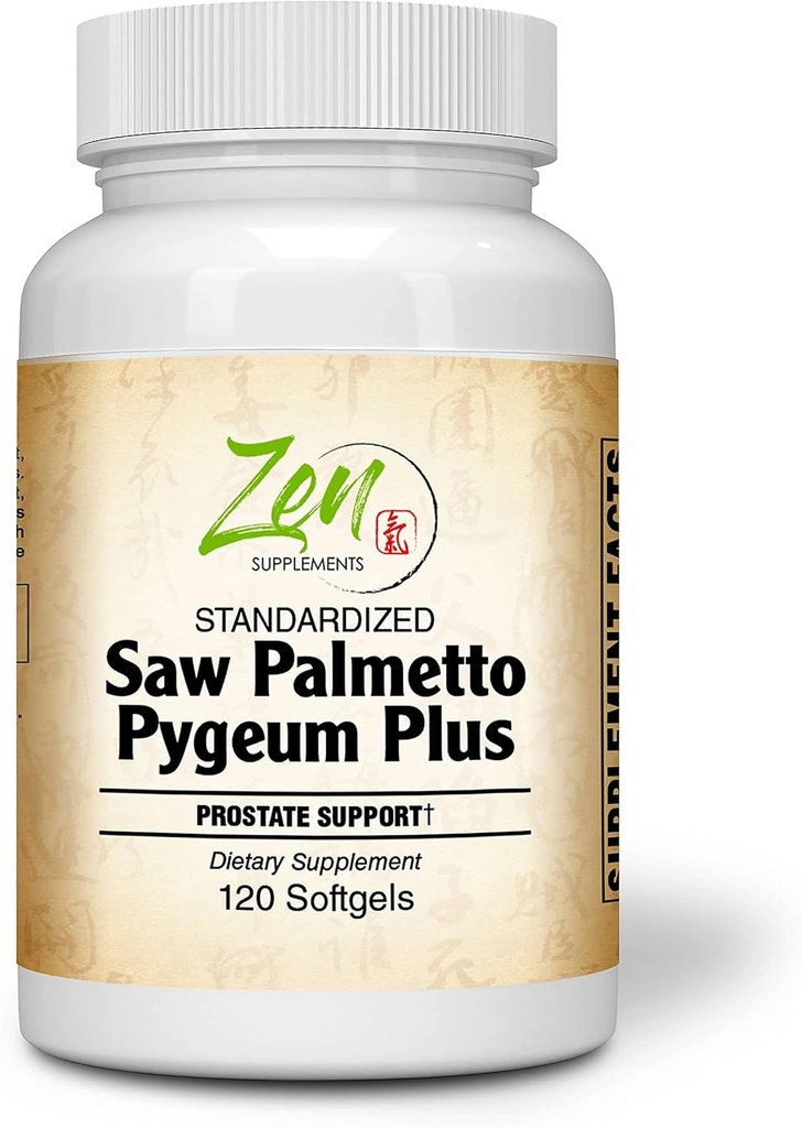 Saw Palmetto & Pygeum Plus - Pomoč prostate za zdravje prostate in urinarnega trakta, vključno s pogosto urinacijo, beta-sitosterol podporo DHT blokado za preprečevanje izpadanja las 120- softgel