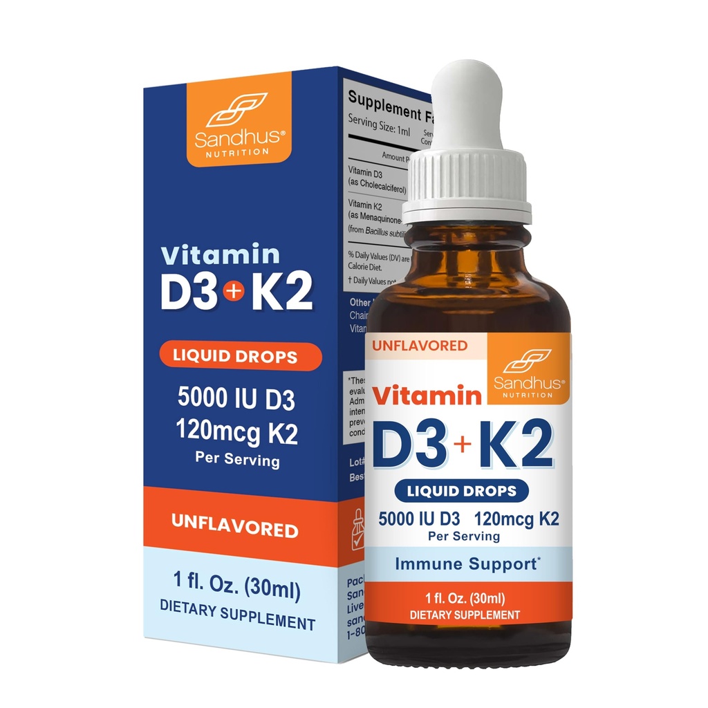 Sandhujev vitamin D3 K2 Kapljice za odrasle 