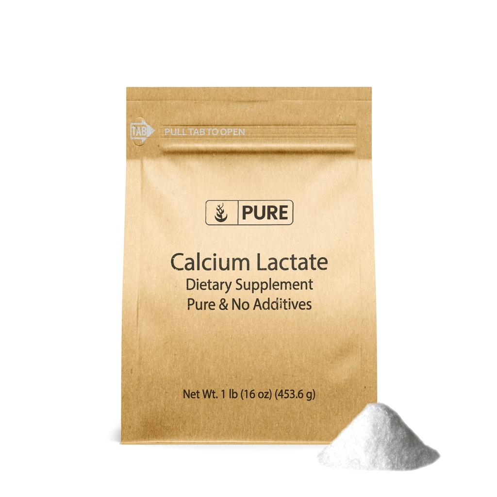 Čiste sestavine Kalcijev laktat (1 lb) Kalcijev dodatek, elektrolit, ne-GMO