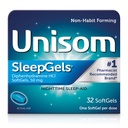 Unisom SleepGels, nočno pomoč, Difenhidramin HCI 50 mg, 32 SoftGels