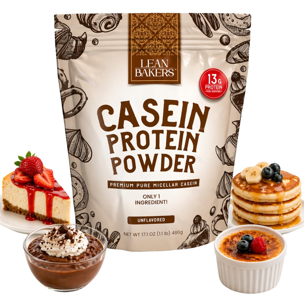 Kazein Protein Powder, Pure Micellar Kazein, Gluten Free, za peko visokih beljakovin nizko kaloričnih prigrizkov, brez sladil, 1.1lb