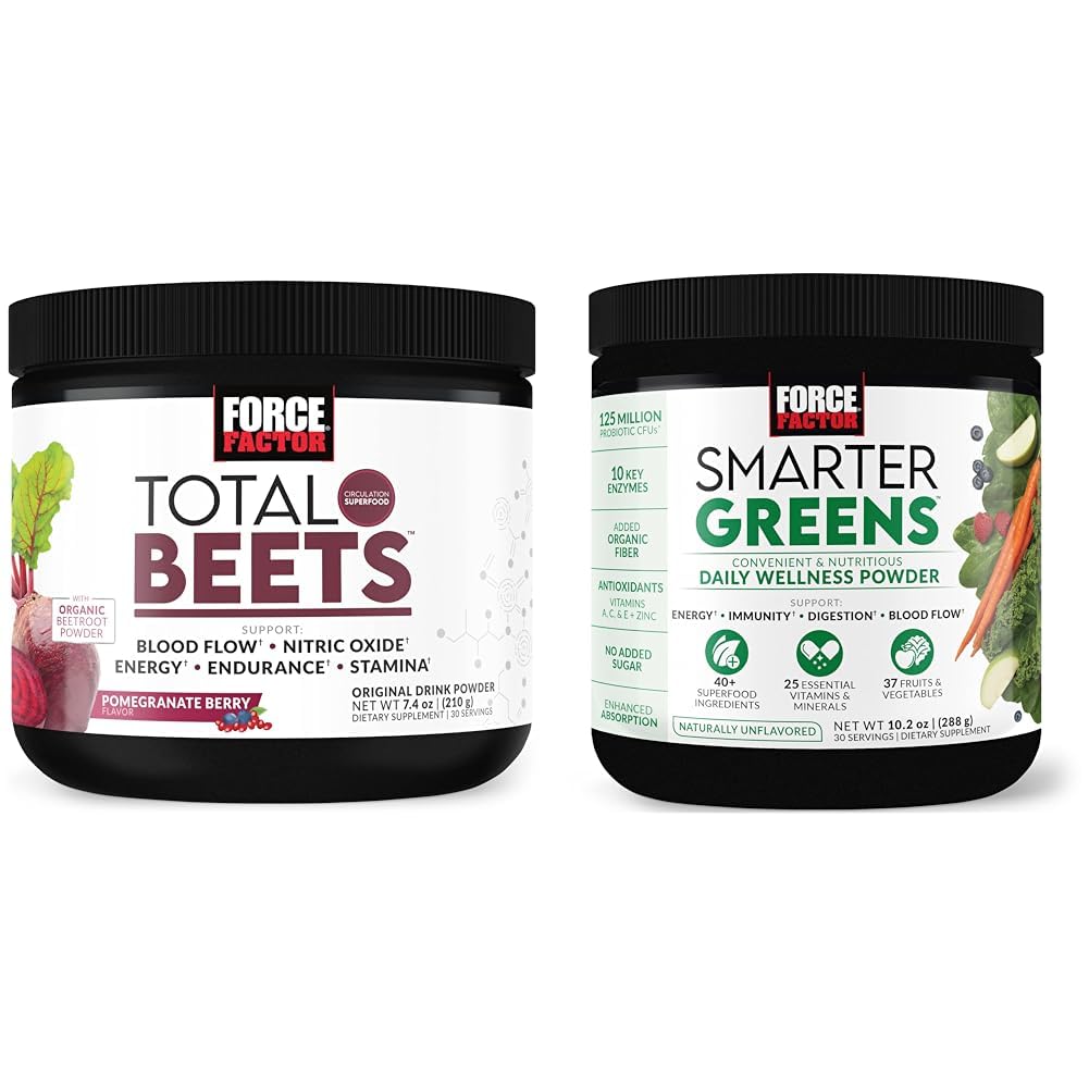 Sila Factor Total Beets Drink Mix Superfood Powder z nitrati za podporo cirkulacije, Krvni pretok in Pametnejši zeleni Dnevna Wellness Powder za podporo energije, Imuniteta in prebava