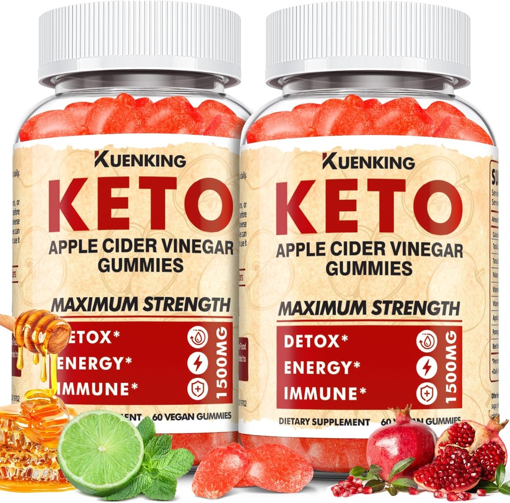 Keto ACV Gummies – Jabolčni kis z mamo, Presnovna podpora– z vitaminom B6 & B12 – Vegan, Non-GMO – Podpira Dnevno Wellness – 120 Count