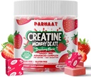Kreatin Monohidrat Žvečilni kompleks 6400mg za moške in ženske -Napredna Formula W/L-Taurin + Vitamin B12, Brez sladkorja žvečljivi dodatek,60 Jagodni Softchews