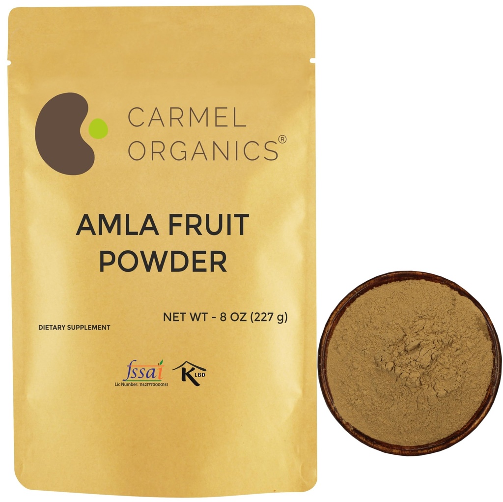 CARMEL ORGANICS Amla/Amlaki (Emblica officinalis) Sadni prah (8 ounce) za nego las, kožo in dobro počutje 