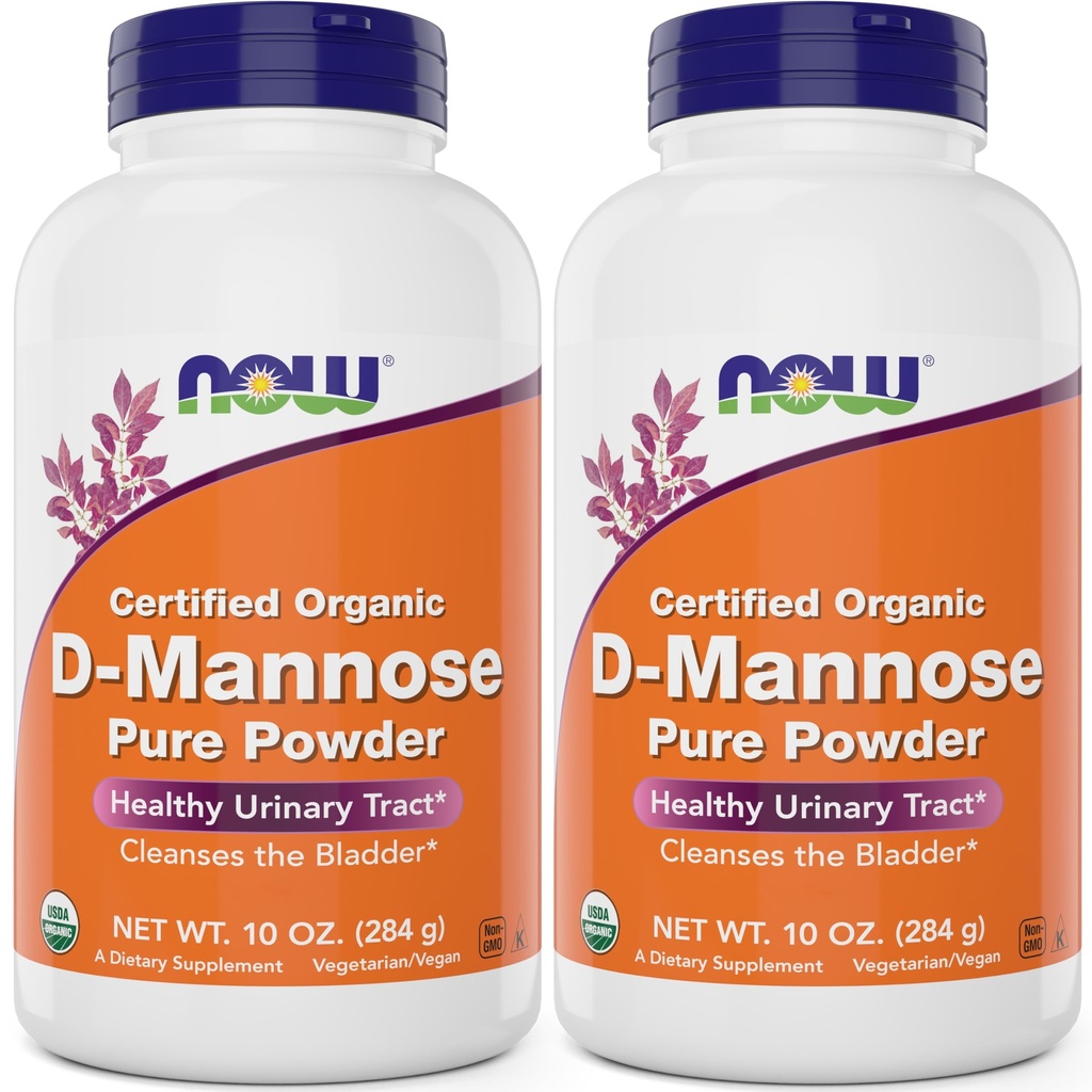 NOW Foods Pure, Organic D-Mannose 10 oz Powder (paket z 2) - Bladder Cleanse in urinarni Tract Health Supplement - Non-GMO - Vegan prijazno - 2000mg / 2 Grams na strežbo
