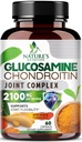 Glukozamin Chondroitin MSM 2100mg Complex - Skupna podpora dodatek za skupno mobilnost in udobje za moške in ženske s kurkuma & Boswellia, Trojna moč Glukozamin dopolnila - 60 kapsul