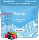 Nectar Energy Booster - Organic Caffeine, B12 & Elektroliti - Sugar Free & Zero Calorie – Zdrava kava, Energy Drink & Soda Alternative – Hidracija in energijski dodatek (Berry 18 Powder Packets)