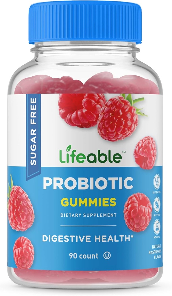 Življenjski probiotiki brez sladkorja – Velika okusna naravna aroma Gummy dodatek žvečljivi – gensko spremenjeni organizmi, vegetarijanski, Gluten prosti – za zdravje in imuno podporo – za odrasle, moške, ženske – 90 Gummies