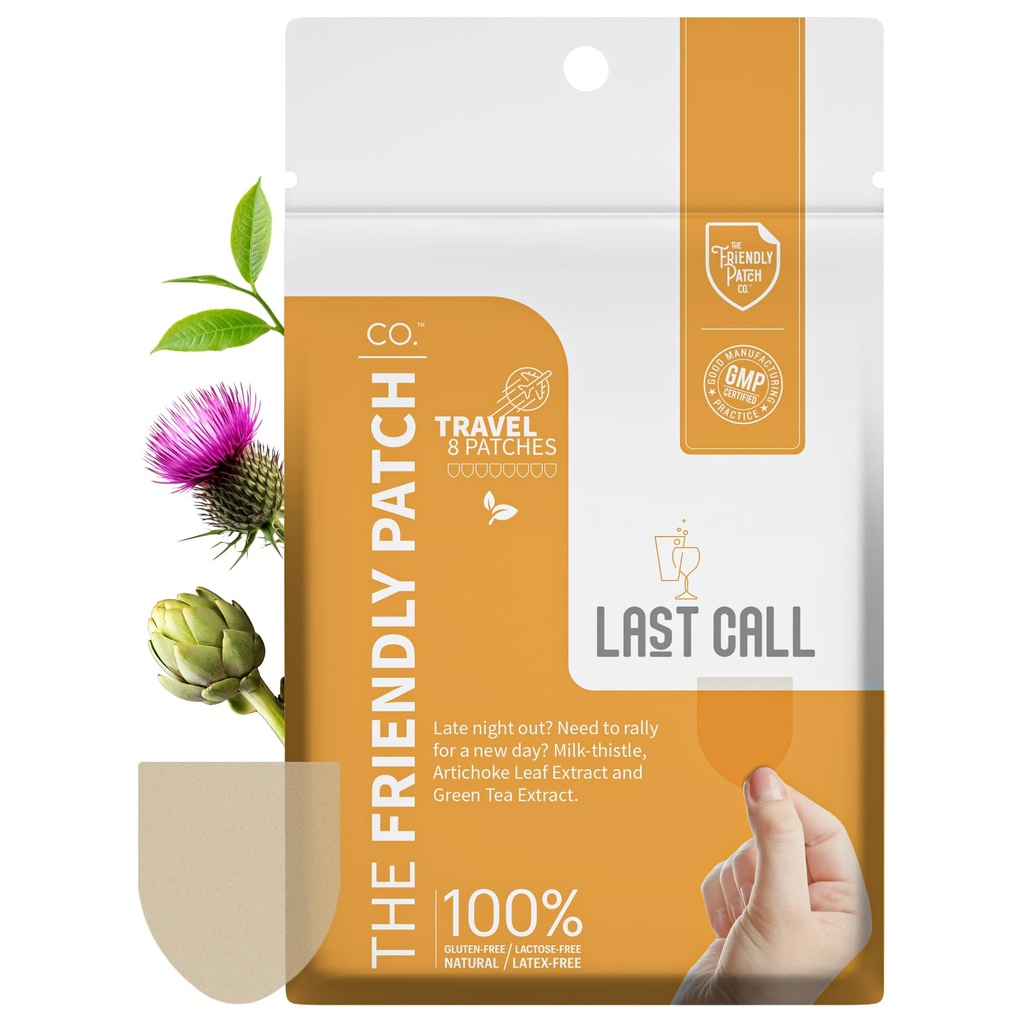 Prijazni obliž zadnji klic obliž - pozno noč ven - elektrarna Powered Nošeni obliži z vinski čaj, kofein, Milk Thistle, Artichoke List Extract - Wellness 8 Pack