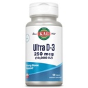 KAL Ultra Vitamin D3 10000 i.e. 250 μg, tablete z visoko jakostjo vitamina D, kalcijeva absorpcija, zdravje kosti in imunosupresivna podpora, hitra disintegracija D-3 ActivTabs, 120 Serving, 120 tablet