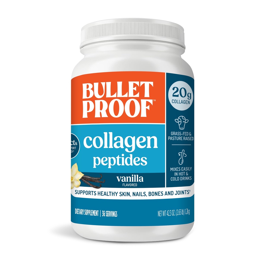 Neprebojni Vanilija Kolagen Protein Powder z MCT oljem, 19g Beljakovine, 42.3 Oz, Velikost vrednosti, Kolagen Peptide in aminokisline za zdravo kožo, kosti in sklepe