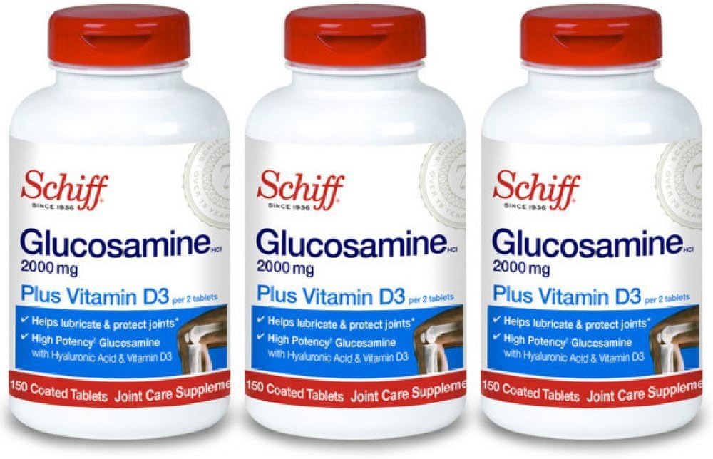 Schiff Glukozamin 2000 mg z vitaminom D3 in hialuronsko kislino, 150 tablet - Skupni dodatek (paket 3)