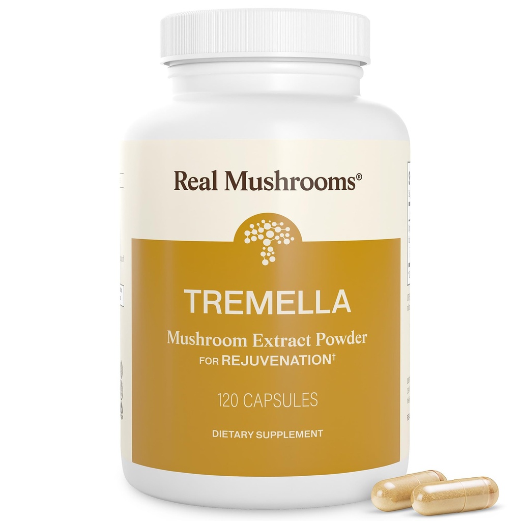 Prave gobe Tremella goba Extract 120 ct mešanica za dnevno wellness rutina - Vegan, Non-GMO, Organic Supplements Humans Supplement