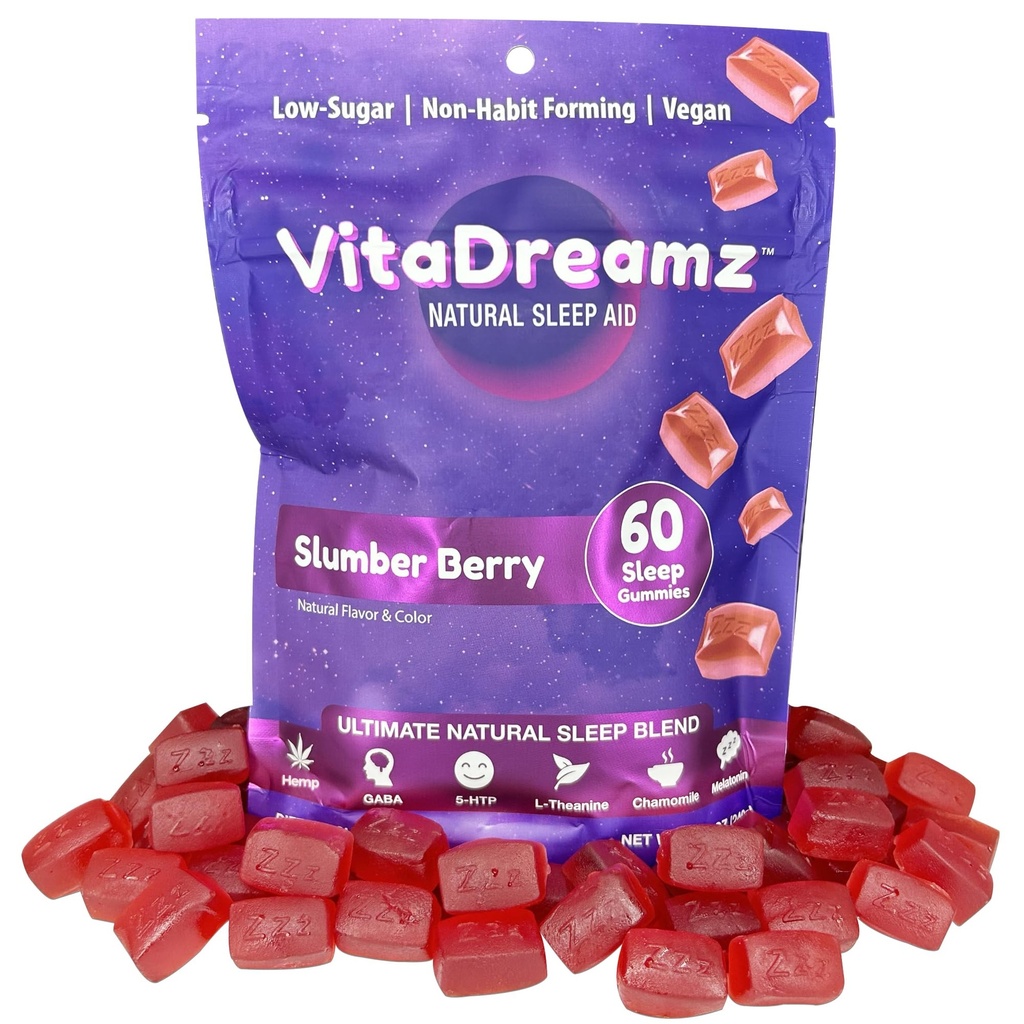 Melatonin Gumies za spanje - Naravni dodatek za pomoč v spanju z L-Theanine & GABA - SleepEZ Pillowz 60 Count