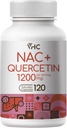 VHC NAC dodatek,Acetil L-karnitine1200mg Plus Quercetin, Optimalni odmerek (1200mg + 100mg), 2 v 1 Dvojna akcija Formula N-acetil-L-cistein s Quercetin, za dihala, jetra, Imune, Izdelano v ZDA