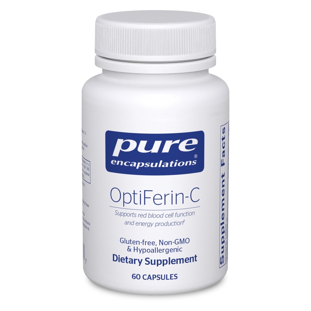 Čiste enkapsulacije OptiFerin-C - za rdeče krvne celice in energijo - podpora za absorpcijo železa - Energy Supplement* - Vitamin C Obogaten - Gluten Free & Non-GMO - 60 kapsul