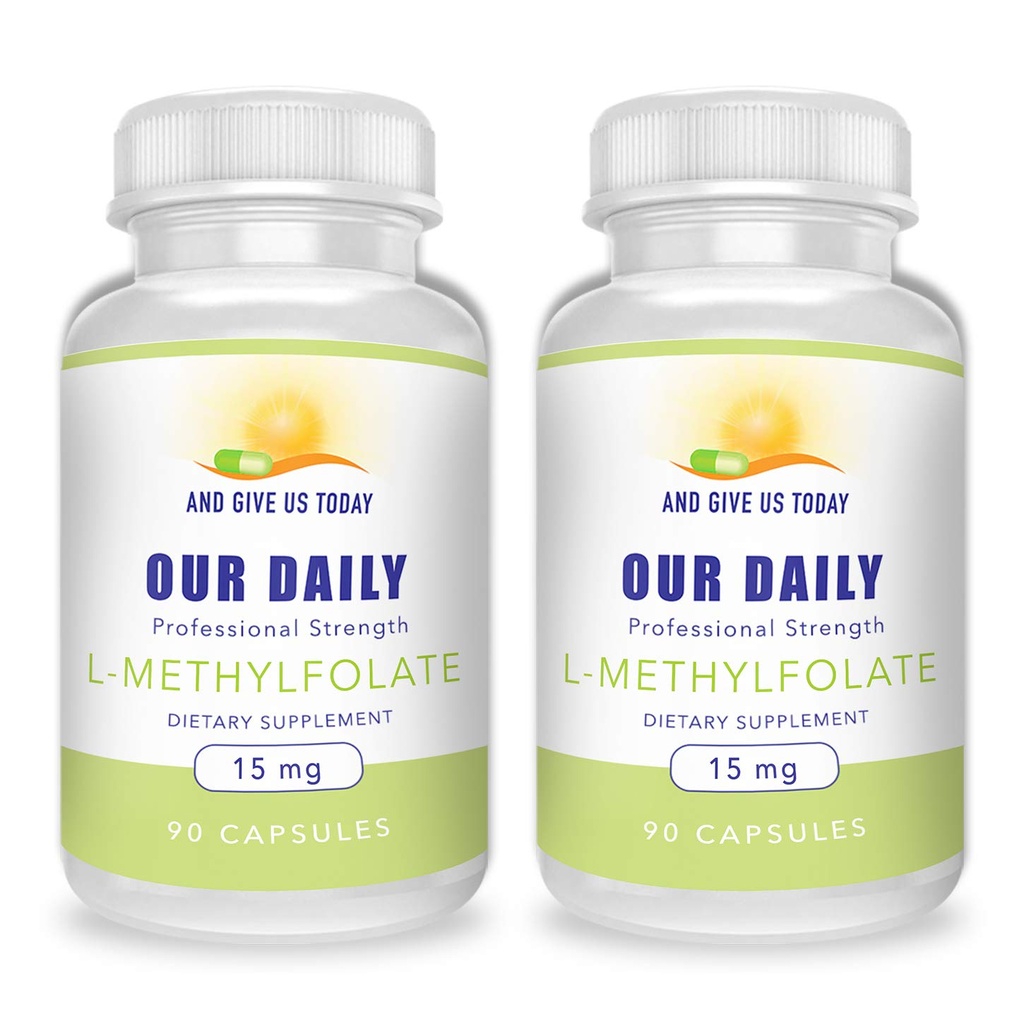 IN NAM DANES DAILY L-Metilfolat 15mg (2 steklenici) - 180 Kapsule - Profesionalna moč Aktivni metil Folat - 5-MTHF dodatek - Brez GSO, Gluten, brez polnil