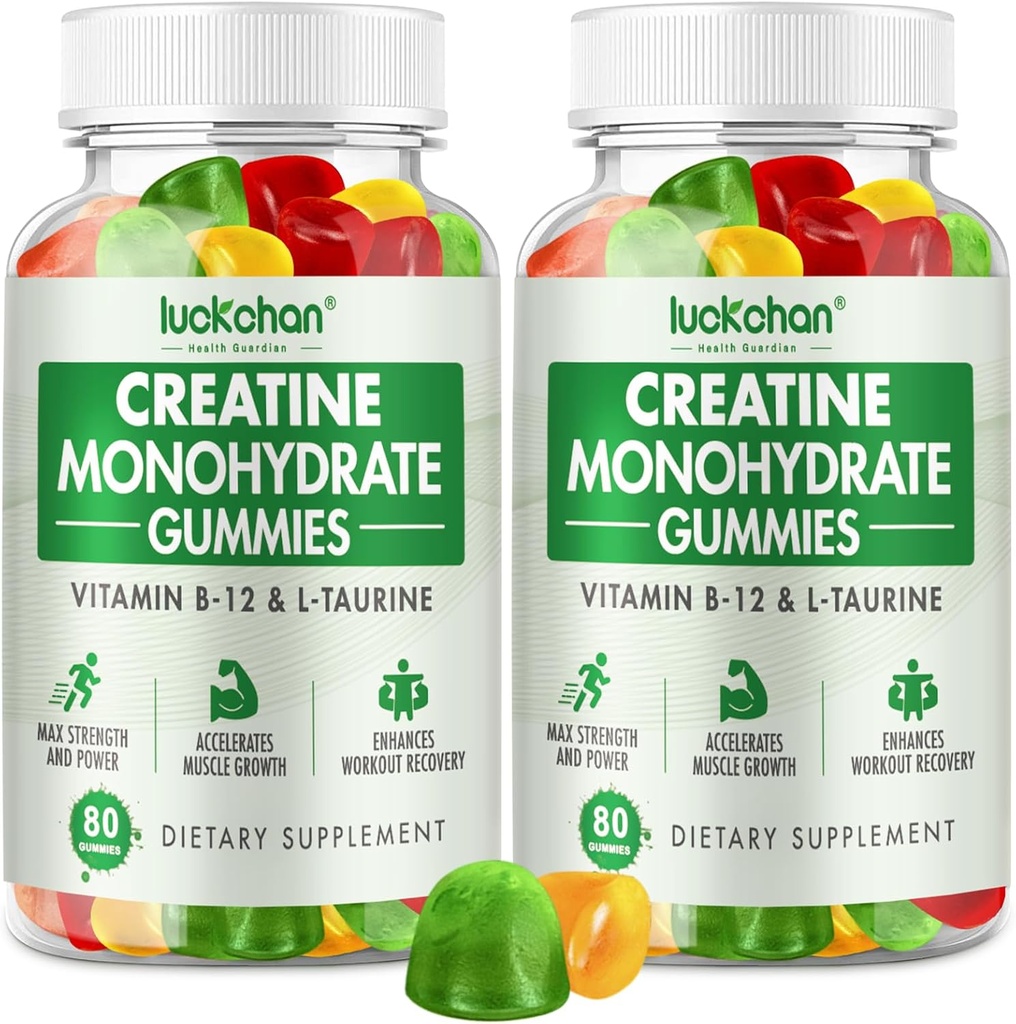 Kreatin Monohidrat Gumies 5g - Kreatin za ženske in moške - Predworkout dodatek za mišično moč, mišice graditelj, Energy Boost Low Sugar Žvečilni gumiji 160 Število
